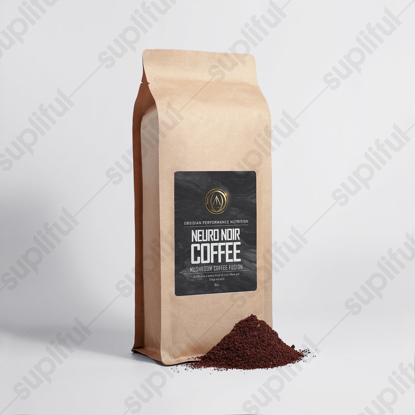 Obsidian Neuro Noir: Organic Arabica Coffee Infused with Lion's Mane & Chaga - 16oz